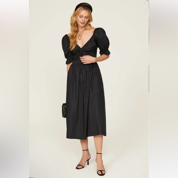 Hill House Home Ophelia Nap Dress Black - Size Medium Midi A Line Cottagecore - Picture 4 of 10